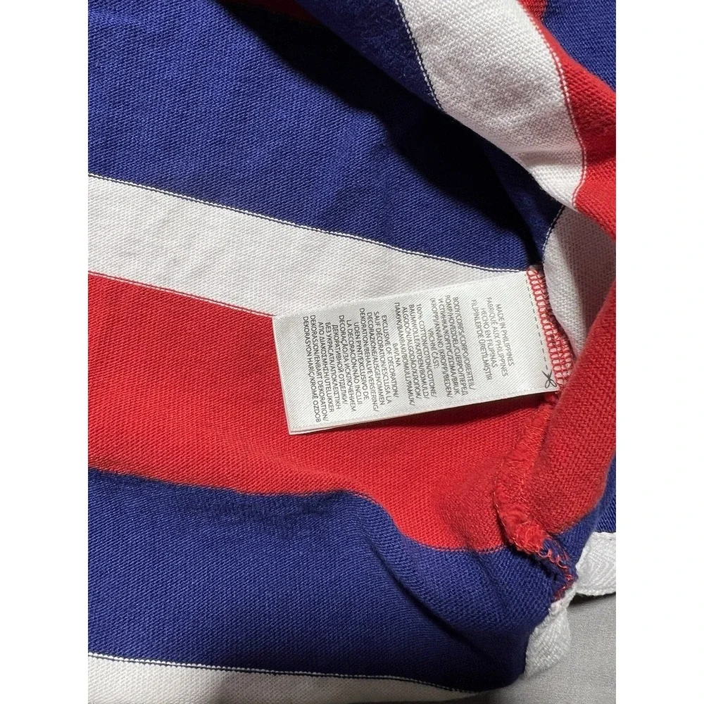 Polo Ralph Lauren Rugby Shirt Men's L Long Sleeve Striped Embroidered Patchwork
